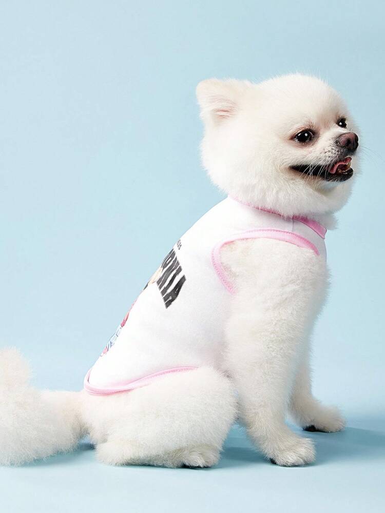 1PC Cartoon Bear Print Pet Tank Top – Cute & Comfy California Style Summer Shirt for Dogs and Cats
