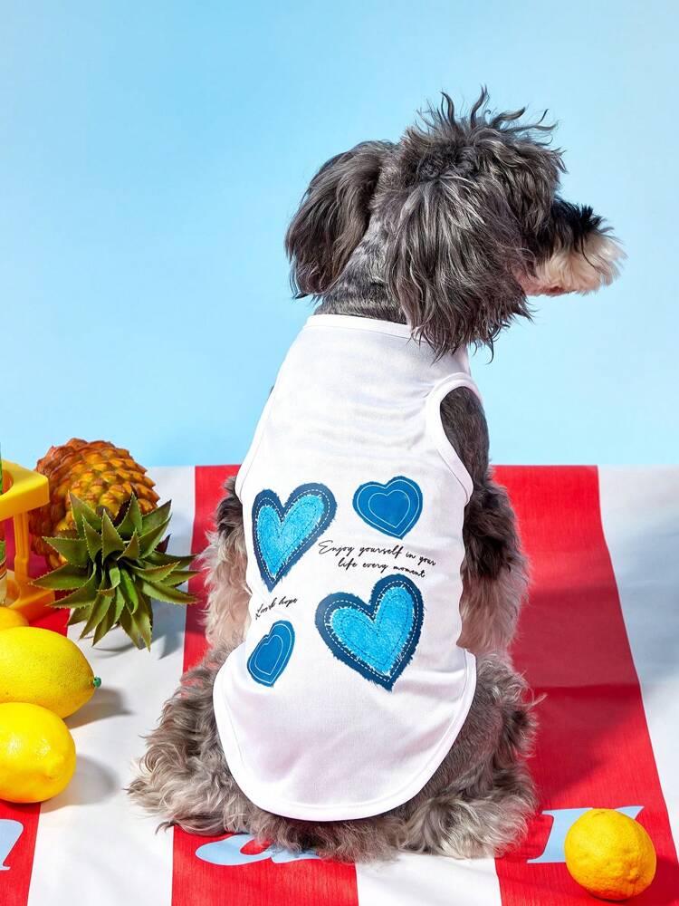 1PC Heart Print Pet Vest – Breathable and Comfortable Casual Tank Top for Small Dogs and Cats
