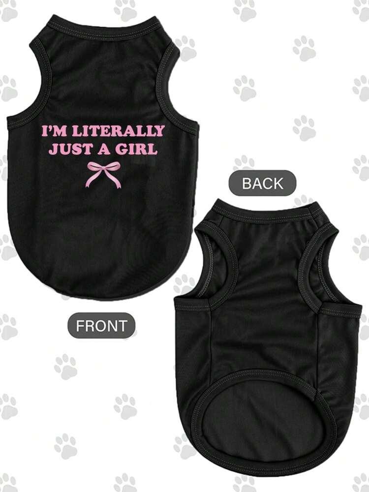1PC “Just A Girl” Slogan Pet Tank Top – Cute Contrast Color Vest, Breathable, Anti-Flea for Dogs & Cats