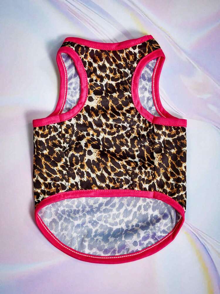 1PC Leopard Print Colorblock Pet Vest – Breathable Summer Sunscreen & Insect-Repellent Shirt