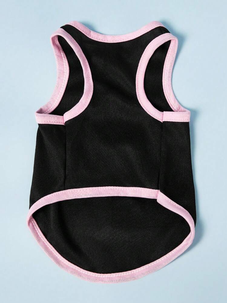 Retro Sports Jersey Vest for Small Dogs and Cats – Black Printed Pet Tank Top, Casual and Comfortable Outfit