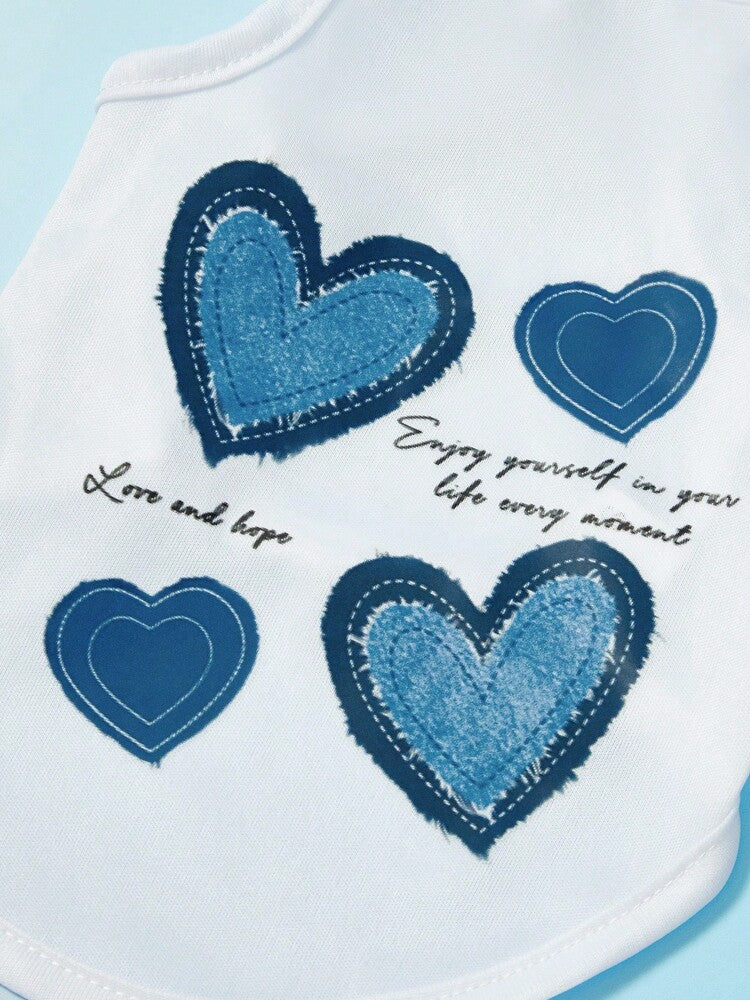1PC Heart Print Pet Vest – Breathable and Comfortable Casual Tank Top for Small Dogs and Cats