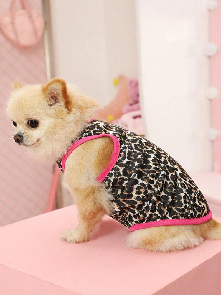 1PC Leopard Print Colorblock Pet Vest – Breathable Summer Sunscreen & Insect-Repellent Shirt