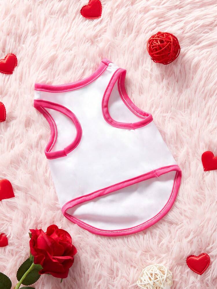 1PC Pink Heart Print Pet Vest – Cute Valentine’s Day Outfit for Small Dogs and Cats, Holiday Wear