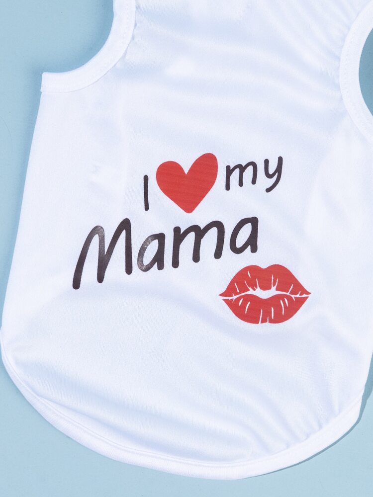 Valentine's Day Pet Tank Top – Heart and Slogan Graphic Sleeveless Shirt for Small Dogs and Cats