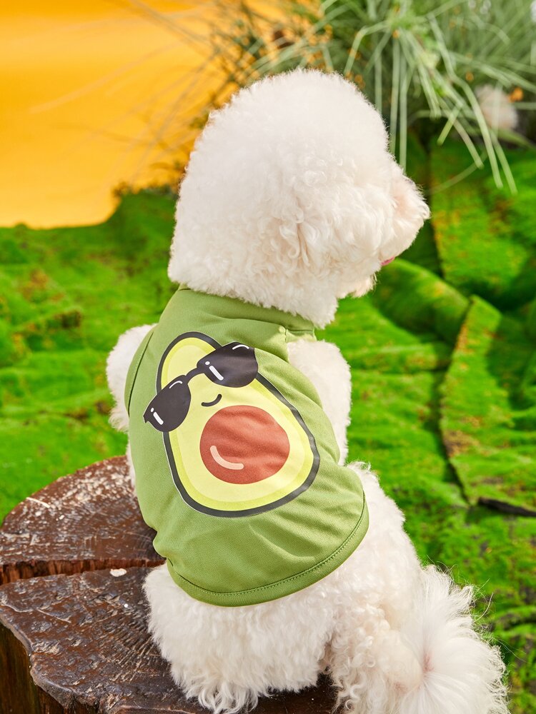 1PC Avocado Print Pet Tank Top – Cute Lightweight Summer Shirt for Small Dogs and Cats