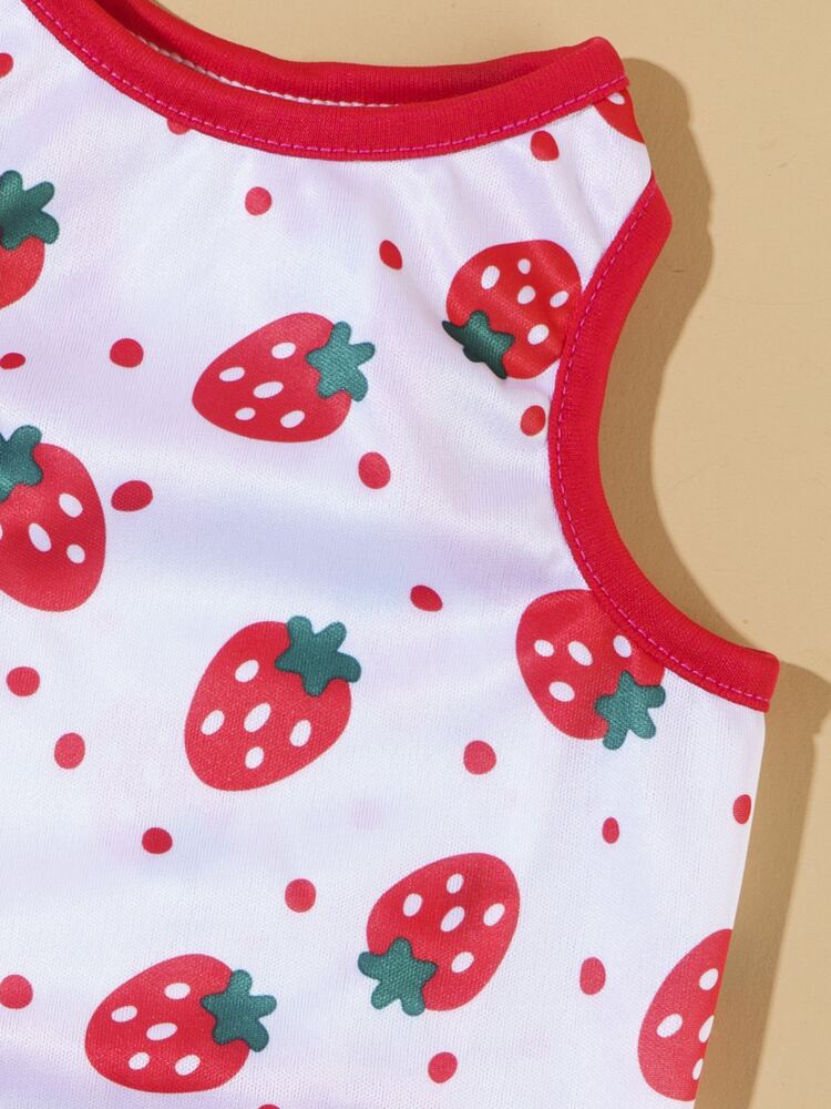Strawberry Print Pet Tank Top – Cute Sleeveless Summer Shirt for Small Dogs and Cats, Lightweight and Breathable