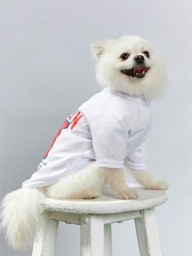 White Pet Shirt for Dogs - Lightweight Cotton T-Shirt with Bird Eye Print - Comfortable Daily Wear & Casual Outfit for Small to Medium Breeds - Easy to Wash & Durable Pet Apparel
