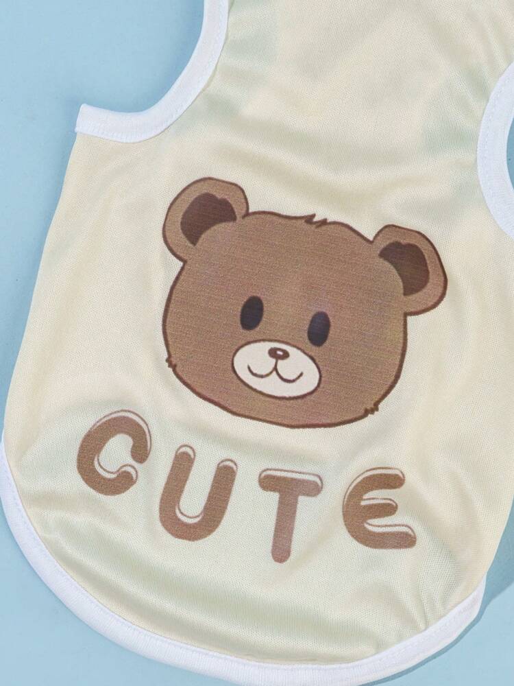 1PC Cartoon Bear Print Pet Tank Top – Lightweight Summer Shirt for Small Dogs and Cats, Cute Design