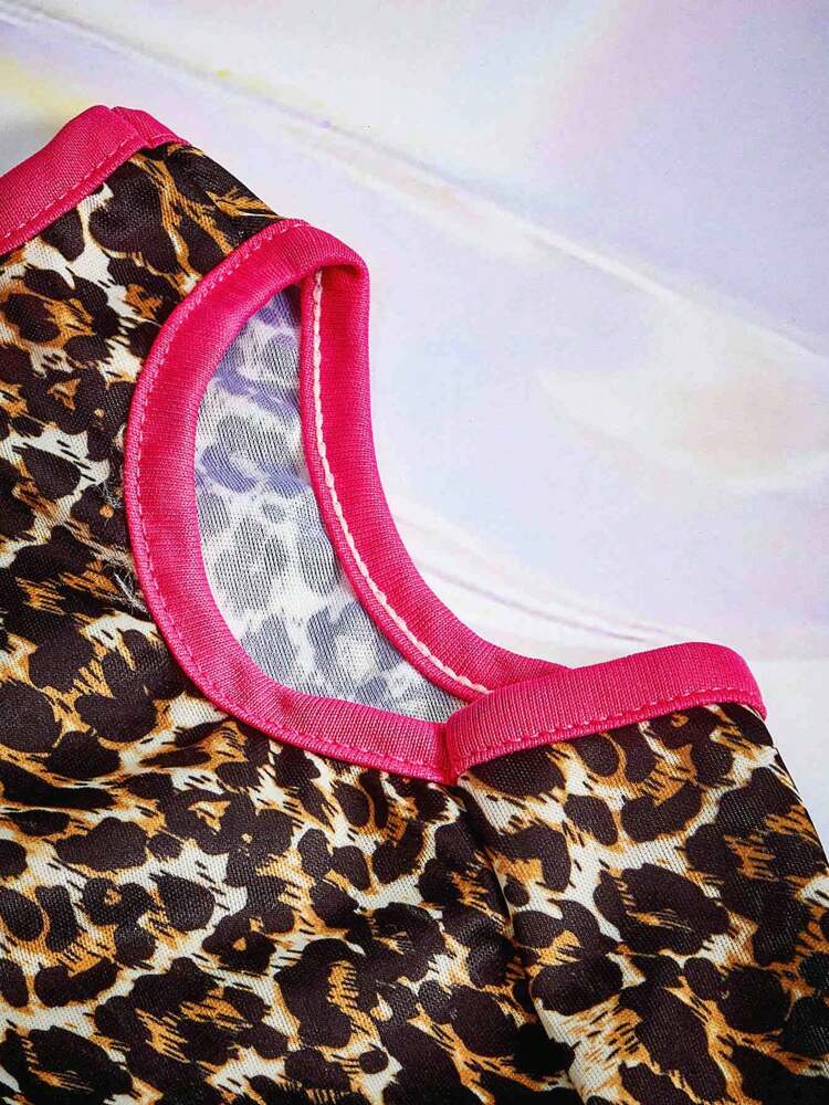1PC Leopard Print Colorblock Pet Vest – Breathable Summer Sunscreen & Insect-Repellent Shirt