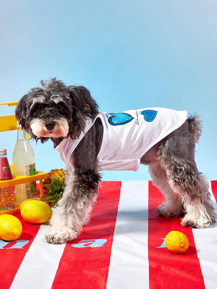 1PC Heart Print Pet Vest – Breathable and Comfortable Casual Tank Top for Small Dogs and Cats