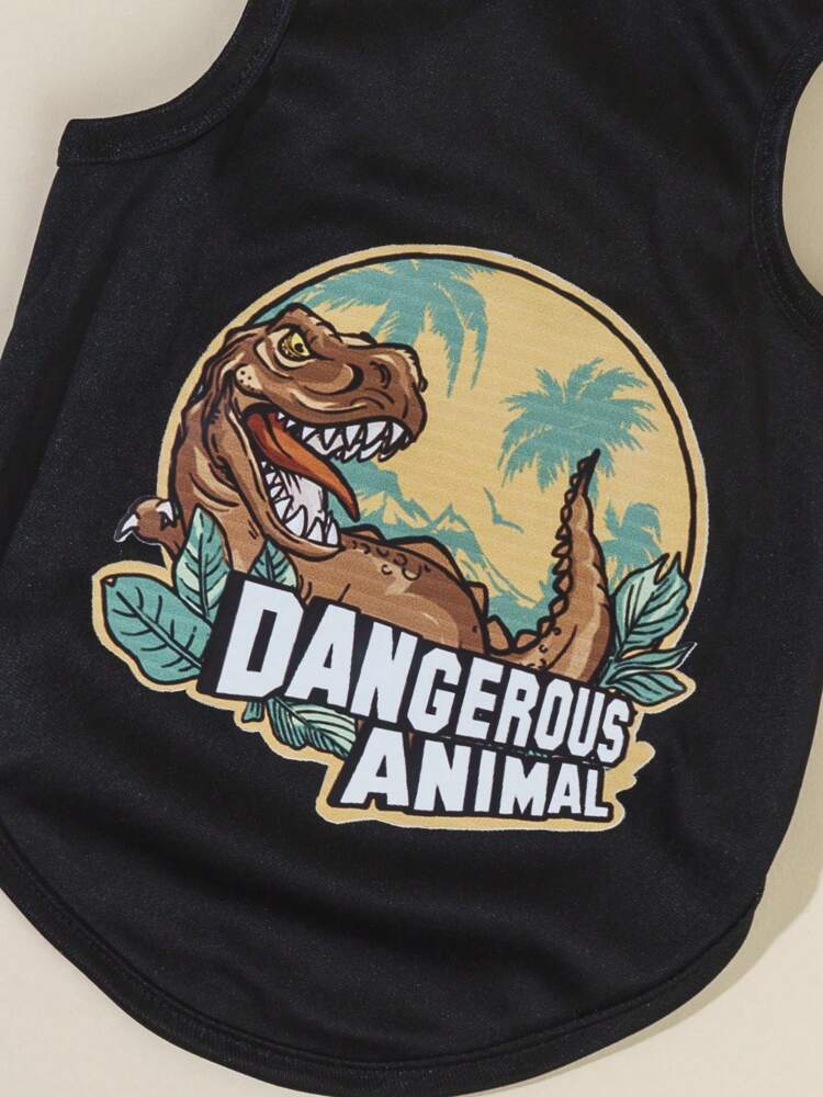 1PC Dinosaur Print Pet Tank Top – Lightweight Summer Shirt for Small Dogs and Cats, Fun & Breathable