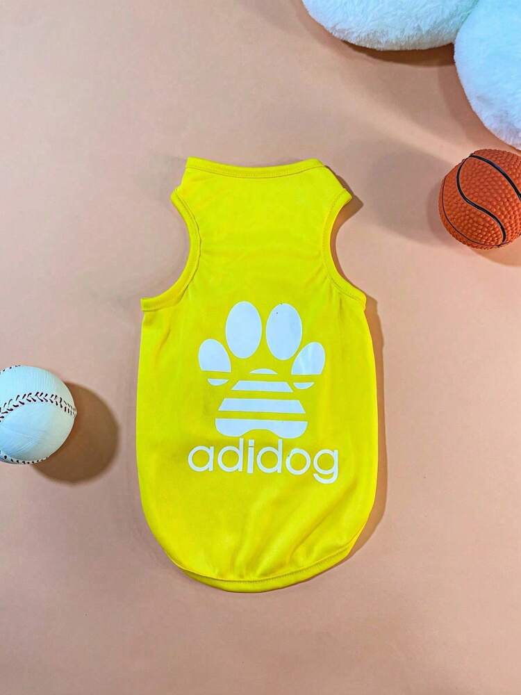 1PC Dog Paw Print Pet Vest – Sporty Lightweight T-Shirt for Small to Medium Dogs and Cats