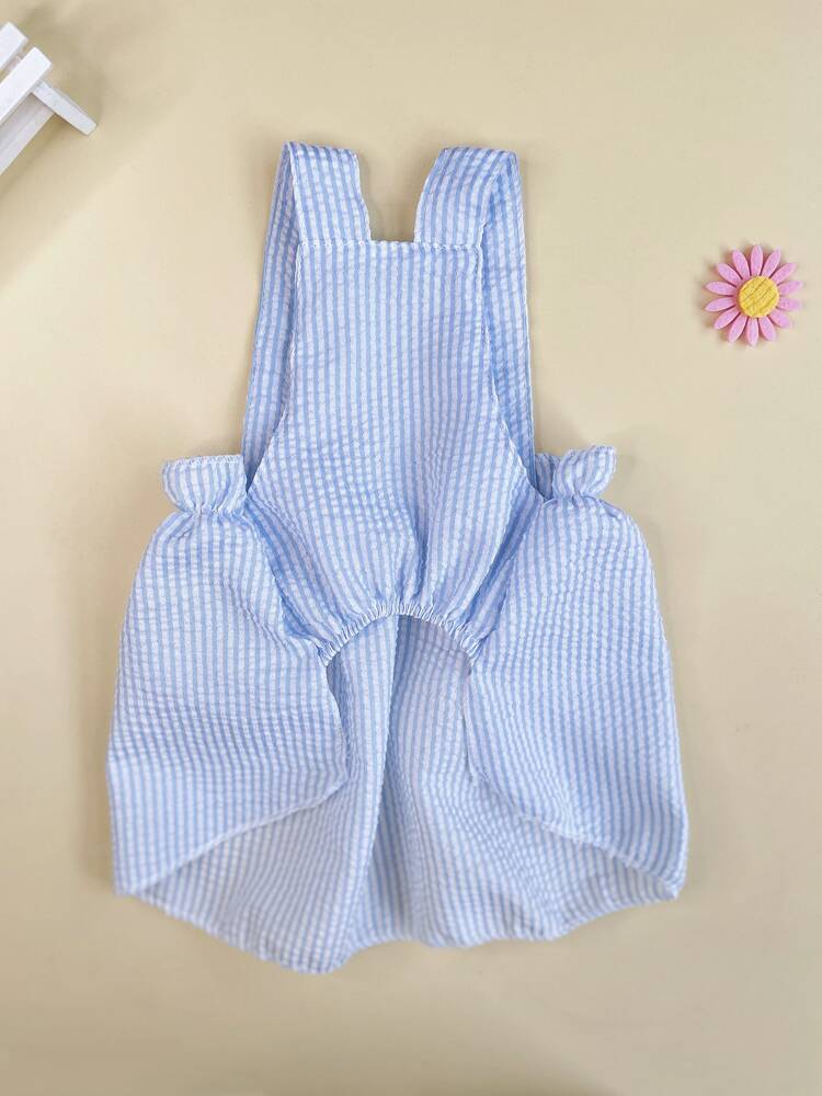 Striped Pet Dress with Bow Decoration – Cute Sleeveless Outfit for Small Dogs and Cats, Lightweight and Stylish for Summer