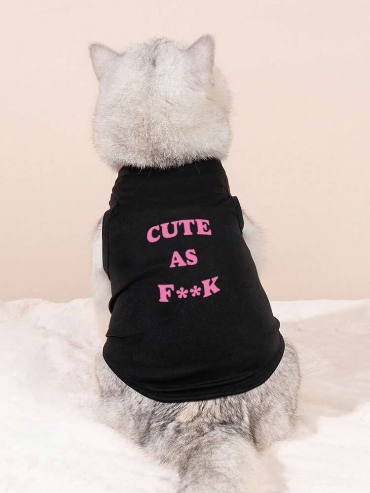 1PC “Just A Girl” Slogan Pet Tank Top – Cute Contrast Color Vest, Breathable, Anti-Flea for Dogs & Cats